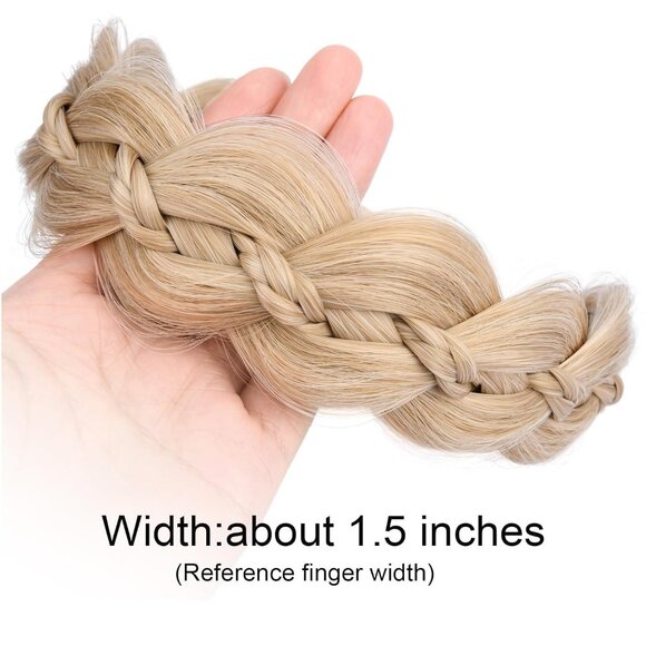 Wide Braided Synthetic Hair Headband with Teeth for Girls Women Honey Blonde - Picture 2 of 6